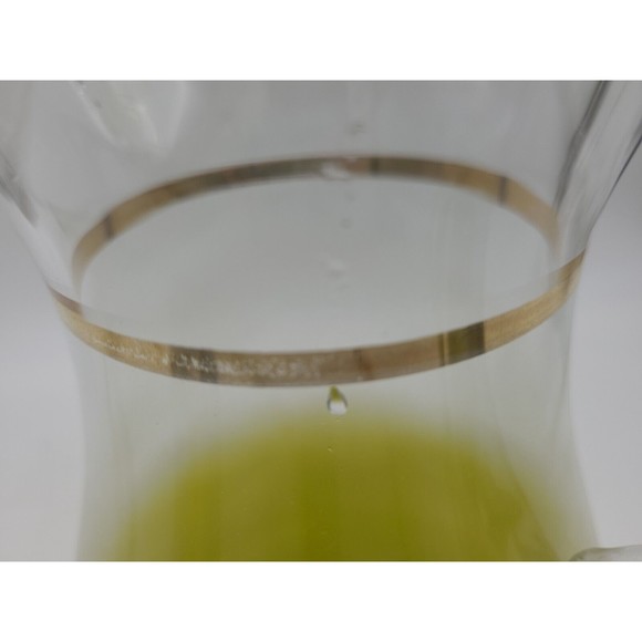 Pitcher Blendo Vintage Retro Frosted Yellow Green Glass Gold Trim MCM - Picture 6 of 10